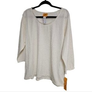 Ruby Rd. Cream Lightweight Knit Top